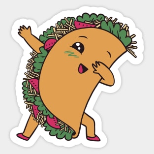 Kawaii Dabbing Taco Cartoon Sticker